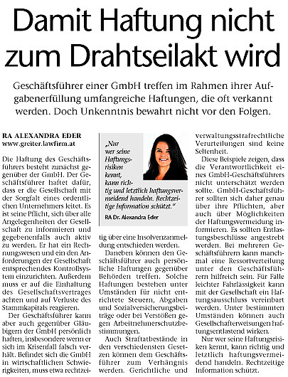 Zeitungsartikel Haftung
